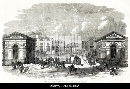 Euston Square - Railway Station Entrance,  London 1870 Stock Photo