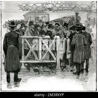 Queen Street Railway Station, Glasgow, during a strike 1891 Stock Photo