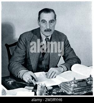 Sir Nevile Meyrick Henderson GCMG (1882  1942), British diplomat and Ambassador of the United Kingdom to Nazi Germany from 1937 to 1939. Pictured in The Tatler at the time he was writing his memoirs, Water under the Bridges.      Date: 1940 Stock Photo