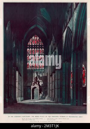 In the Country's sanctuary: the burial place of the Unknown Warrior in Westminster Abbey by William Blamire Young (1862 - 1935). Stock Photo