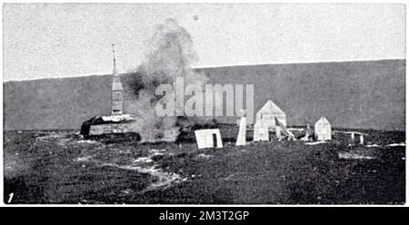 A dummy village on Dartmoor used for Artillery practise Stock Photo