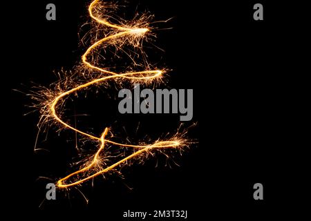 Sparks and lines of Bengal fireworks on a black background Stock Photo