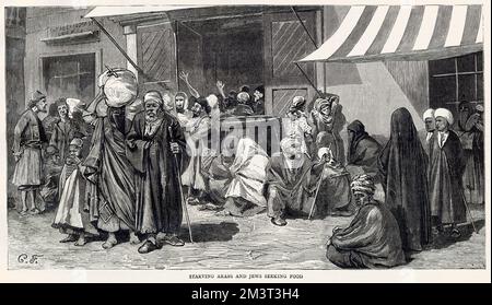 Arabs and Jews seeking food after burning of Alexandria, war in Egypt     Date: 1882 Stock Photo
