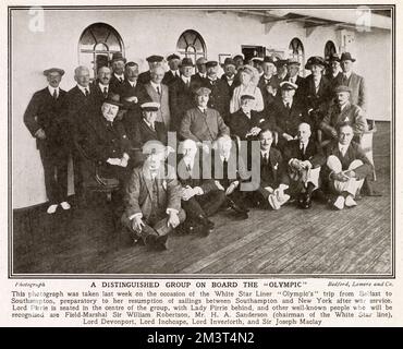 A distinguished group on board the Olympic Stock Photo