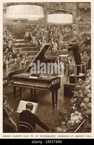 Absent Pianists Playing at Queen's Hall, London 1922 Stock Photo