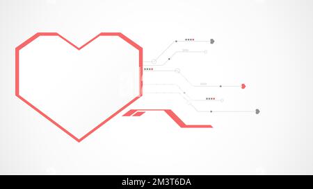 white red heart technology valentine background abstract. technology with line ,digital, heart, dot, hi-tech, valentine concept , vector. heart tech Stock Vector