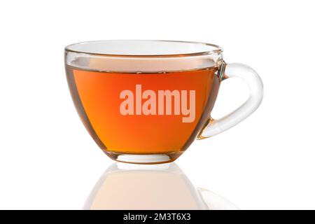 Glass cup of black tea isolated on a white background Stock Photo