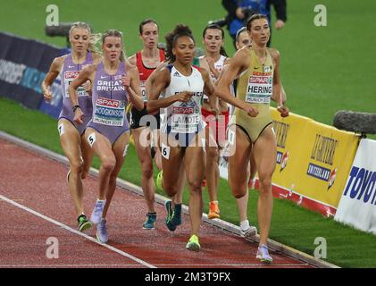 BELL Alexandra , HODGKINSON Keely of Great Britain, HOFFMANN Lore of Suisse Rénelle Lamote of France , WIELGOSZ Anna of Poland ,REEKIE Jemma of Great Britain and HERING Christina of Germany Women's 800m during the European Athletics Championships 2022 on August 17, 2022 in Munich, Germany. Photo by Laurent Lairys DPPI Stock Photo