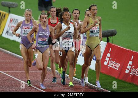 BELL Alexandra , HODGKINSON Keely of Great Britain, HOFFMANN Lore of Suisse Rénelle Lamote of France , WIELGOSZ Anna of Poland ,REEKIE Jemma of Great Britain and HERING Christina of Germany Women's 800m during the European Athletics Championships 2022 on August 17, 2022 in Munich, Germany. Photo by Laurent Lairys DPPI Stock Photo