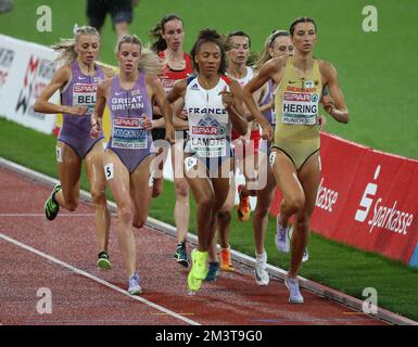 BELL Alexandra , HODGKINSON Keely of Great Britain, HOFFMANN Lore of Suisse Rénelle Lamote of France , WIELGOSZ Anna of Poland ,REEKIE Jemma of Great Britain and HERING Christina of Germany Women's 800m during the European Athletics Championships 2022 on August 17, 2022 in Munich, Germany. Photo by Laurent Lairys DPPI Stock Photo