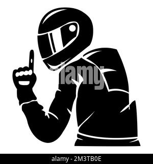 Man Motorcycle racer. Vector illustration in the engraving style.EPS 10 Stock Vector