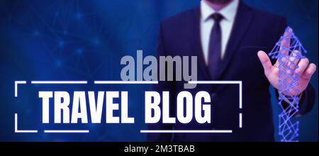 Writing displaying text Travel Blog. Business showcase Sharing thoughts and experiences of the places around the world Stock Photo