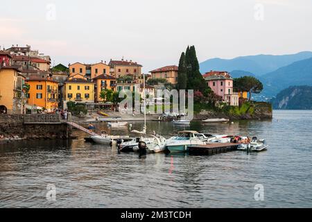 Houses on the shores of Lake Como. Varenna, Italy. Stock Photo