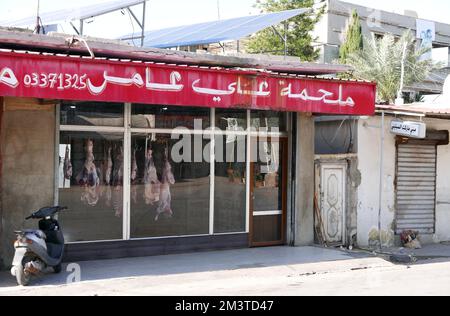 Sarafand, Lebanon. 16th Dec, 2022. Shops in Sarafand, Southern Lebanon on December 16, 2022. In the area, a notorious Hezbollah stronghold overlooking the Mediterranean Sea, an Irish Unifil soldier was killed on December 14 and three other peacekeepers were injured by light weapons fire. (Photo by Elisa Gestri/SIPA USA) Credit: Sipa USA/Alamy Live News Stock Photo