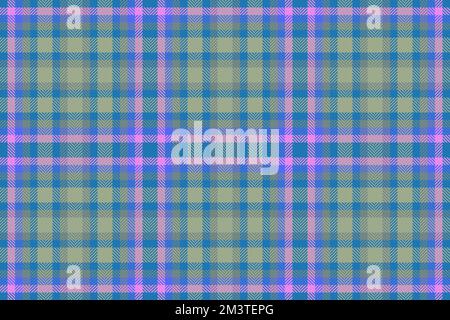 Seamless pattern textile. Check tartan background. Fabric vector plaid texture in pink and blue colors. Stock Vector