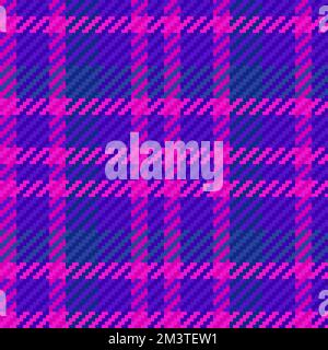 Pattern textile tartan. Vector texture check. Fabric seamless plaid background in blue and violet colors. Stock Vector