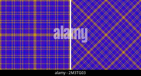 Texture fabric check. Textile background seamless. Vector pattern tartan plaid in set. Stock Vector