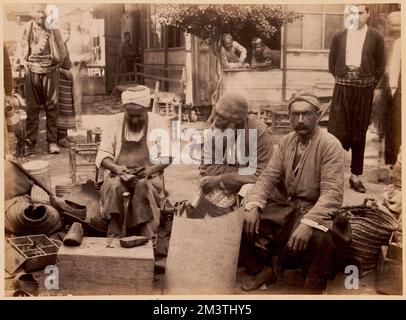 Shoemakers , Street vendors, Shoemaking, Shoemakers. Nicholas Catsimpoolas Collection Stock Photo