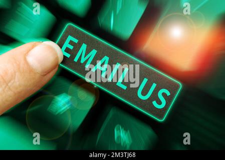 Handwriting text Email Us. Word Written on Sending a commercial message to a group of people using mail Stock Photo