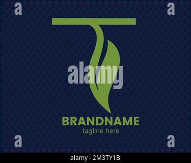 Illustration of the letter T with leaf shape.Letter T for logo. Initial letter T logo. Flat Vector Logo Design Template Element. Stock Vector