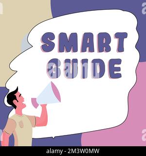 Writing displaying text Smart Guide. Internet Concept used to guide the development of measurable goals to attain Stock Photo