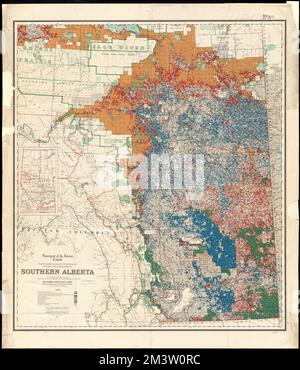 Southern Alberta : map showing disposition of lands , Real property, Alberta, Maps, Land use, Alberta, Maps, Alberta, Maps Norman B. Leventhal Map Center Collection Stock Photo