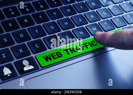 Text showing inspiration Web Traffic. Business overview Amount of data sent and received by visitors to a website Stock Photo