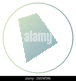 Rhode Island digital badge. Dotted style map of Rhode Island in circle. Tech icon of the us state with gradiented dots. Stylish vector illustration. Stock Vector