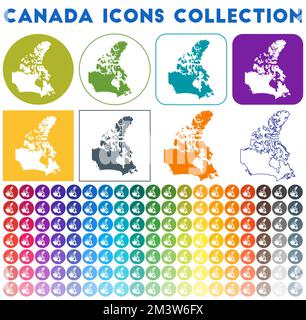 Bright map icon with map of Canada. Location Icon vector. Vector ...