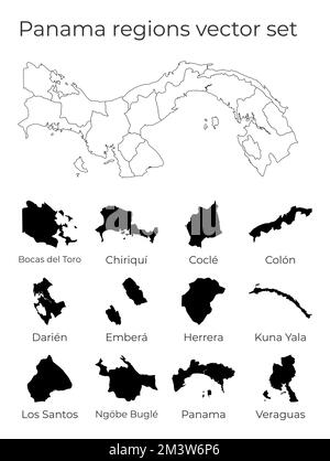Panama map with shapes of regions. Blank vector map of the country with regions. Borders of the country for your infographic. Vector illustration. Stock Vector