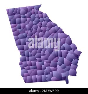 Georgia map. Geometric style US state outline with counties. Astonishing violet vector illustration. Stock Vector