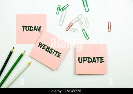 Sign displaying Website Update. Conceptual photo keeping the webpage and content up to date and trendy Stock Photo