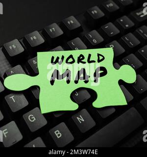 Handwriting text World Map. Conceptual photo a diagrammatic representation of the surface of the earth Stock Photo