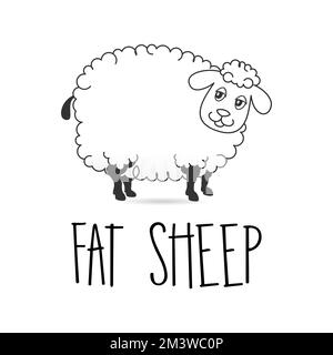 fat sheep that ready to fur cut in line out image graphic icon logo design abstract concept vector stock. symbol related to animal or children Stock Vector