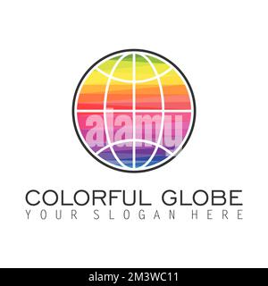 globe or earth using a variety of colors or rainbow image graphic icon logo design abstract concept vector stock. symbol related to group. Stock Vector