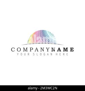 half globe or earth using lines variety of colors like Rainbow image graphic icon logo design abstract concept vector stock. symbol related to group Stock Vector