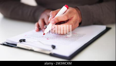 Book Script Edit And Paper Text Proofreading Stock Photo