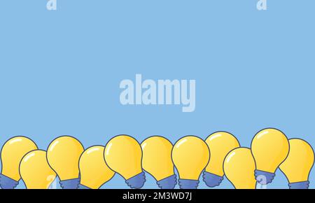 Yellow lightbulb isolated on blue background. Concept of idea vector illustration Stock Vector