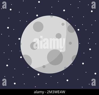 Cartoon solar system planet in flat style. Saturn planet on dark space with stars vector illustration. Stock Vector
