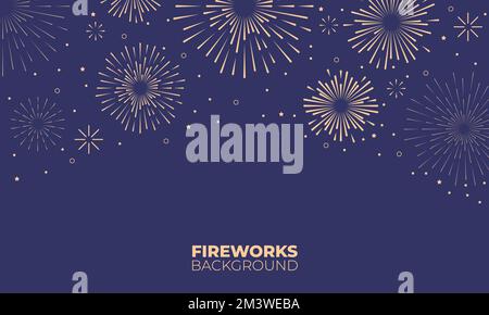 Festive fireworks background. luxury design fireworks on blue background. New Year greeting card. Diwali festival of lights, poster, banner. Vector il Stock Vector