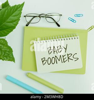 Text sign showing Baby Boomers. Business concept person who is born in years following Second World War Stock Photo