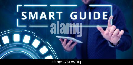 Text caption presenting Smart Guide. Word for used to guide the development of measurable goals to attain Stock Photo