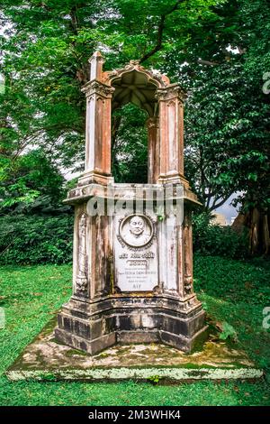 Grave Stones and Structures at Fort Canning Park. This park is an iconic hilltop landmark in Singapore Stock Photo