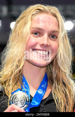 Claire Curzan of United States of America reacts after competing in the ...