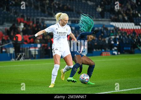 Sofie Svava of Madrid and Kadidiatou Diani of PSG during the UEFA Women's Champions League football match between Paris Saint Germain (PSG) and Real Madrid on December 16, 2022 at Parc des Princes stadium in Paris, France. Photo by Victor Joly/ABACAPRESS.COM Stock Photo