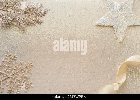 Frame of Big Gold Confetti. Golden New Year Background. Festive Decoration for Holiday Cover Poster Wallpaper. Stock Photo