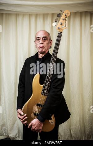 Norman Watt-Roy backstage at Rock Against Cancer festival, Wiltshire. Stock Photo