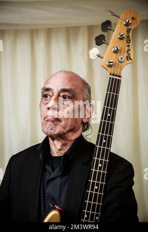 Norman Watt-Roy backstage at Rock Against Cancer festival, Wiltshire. Stock Photo