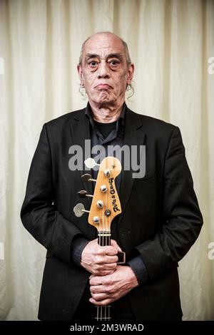 Norman Watt-Roy backstage at Rock Against Cancer festival, Wiltshire. Stock Photo