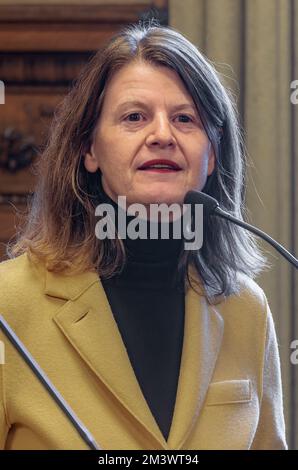 Hamburg, Germany. 16th Dec, 2022. Barbara Plankensteiner, director of the Museum am Rothenbaum. Cultures and Arts of the World (MARKK), speaks at a press event. Credit: Markus Scholz/dpa/Alamy Live News Stock Photo